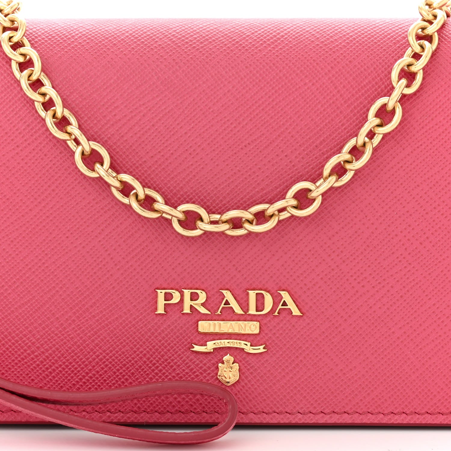 Prada Saffiano Metal Mini Flap Crossbody Wristlet Bag Peonia 7 of 9