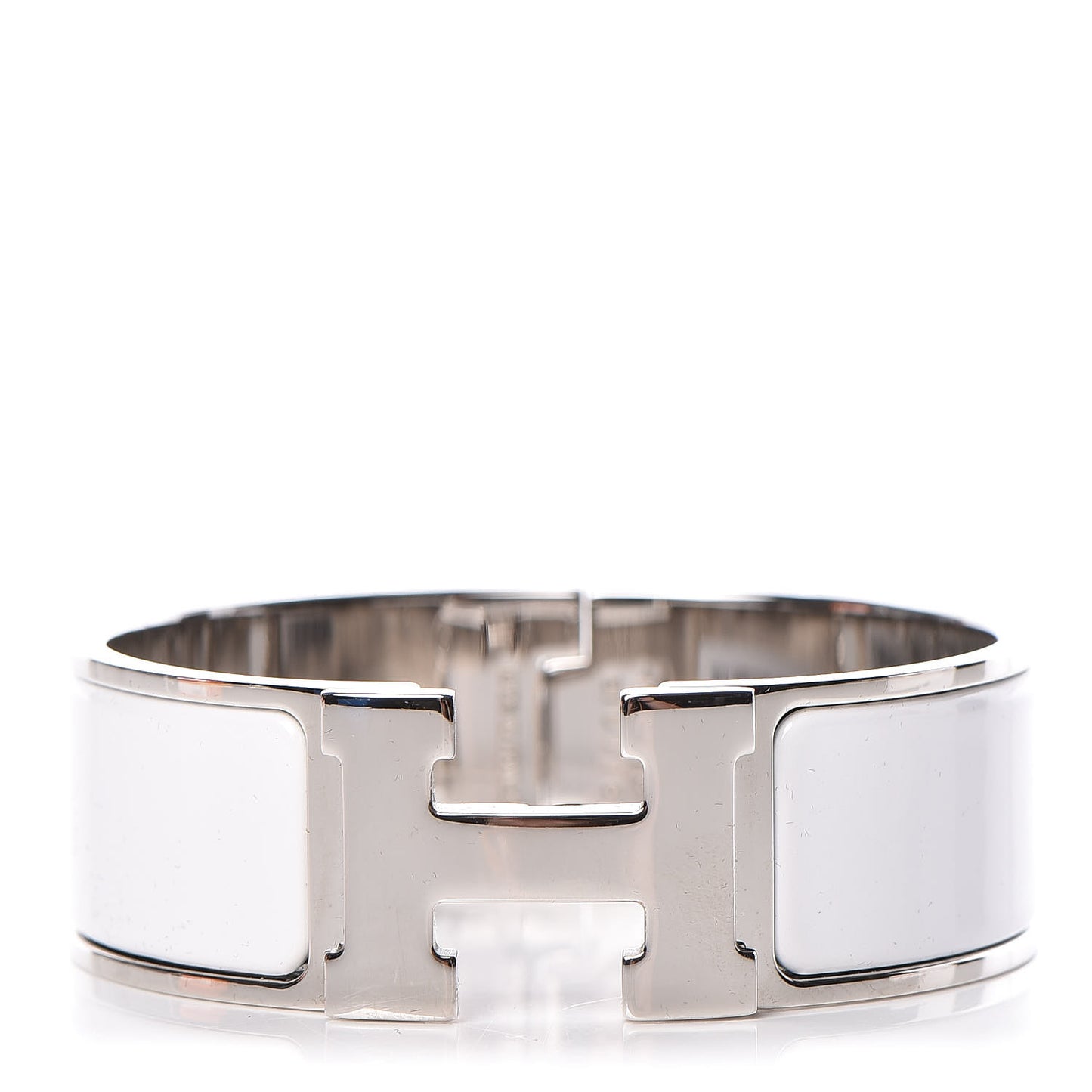 Enamel Wide Clic Clac H Bracelet PM White
