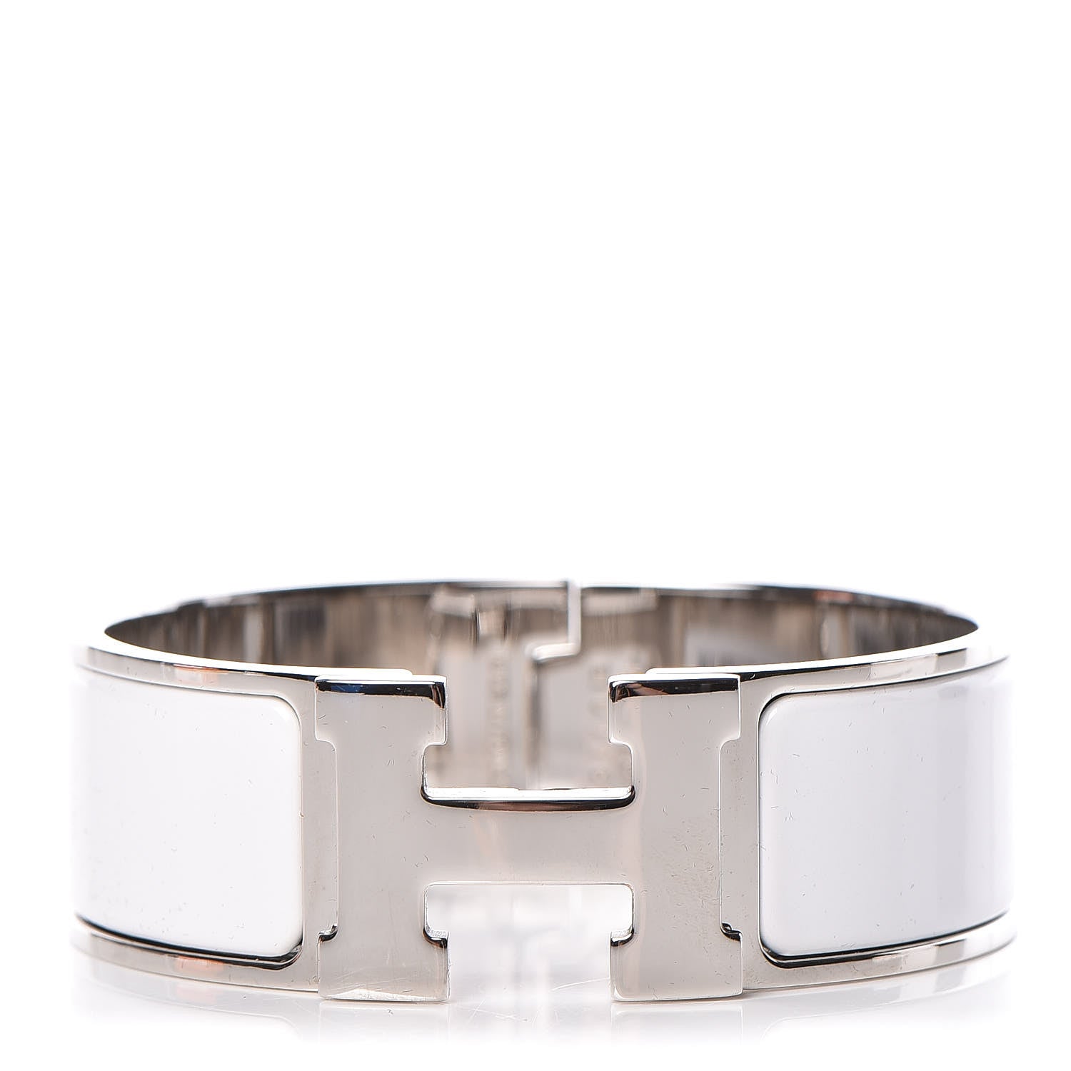 Hermes Enamel Wide Clic Clac H Bracelet PM White 1 of 5