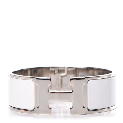 Hermes Enamel Wide Clic Clac H Bracelet PM White 1 of 5