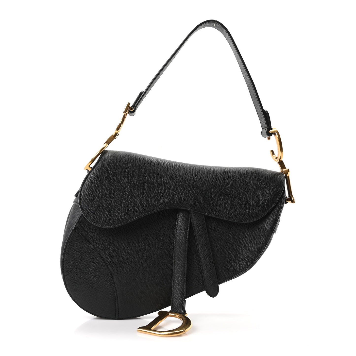 Grained Calfskin Saddle Bag Black