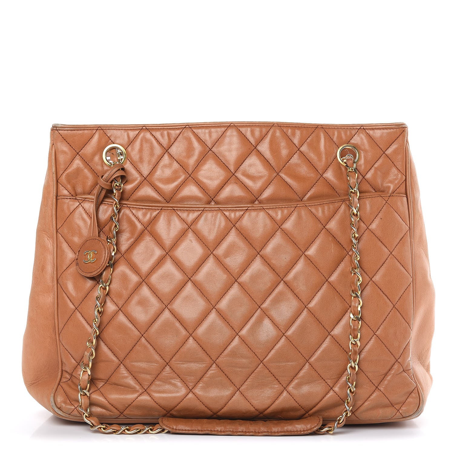 Chanel Lambskin Quilted Shopping Tote Brown 1 of 26