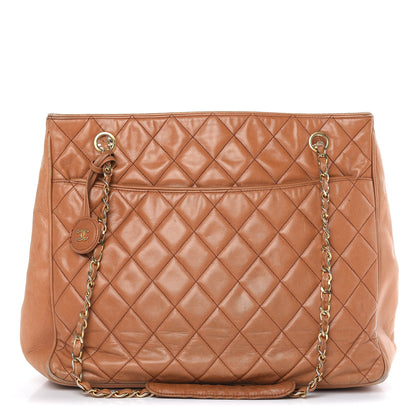 Chanel Lambskin Quilted Shopping Tote Brown 1 of 26