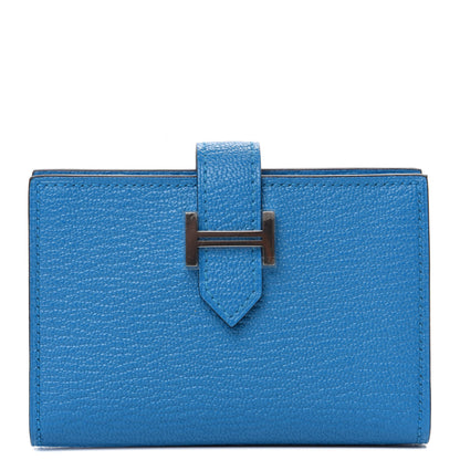 Hermes Chevre Mysore Bearn Card Holder Wallet Bleu Paradis 1 of 7