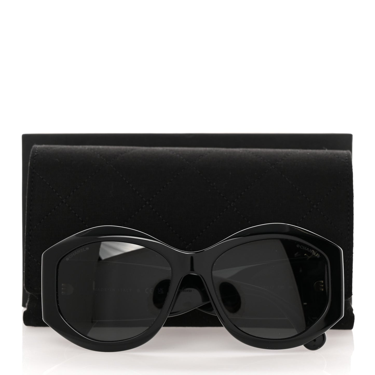 Acetate Quilted CC Sunglasses 5486-A Black