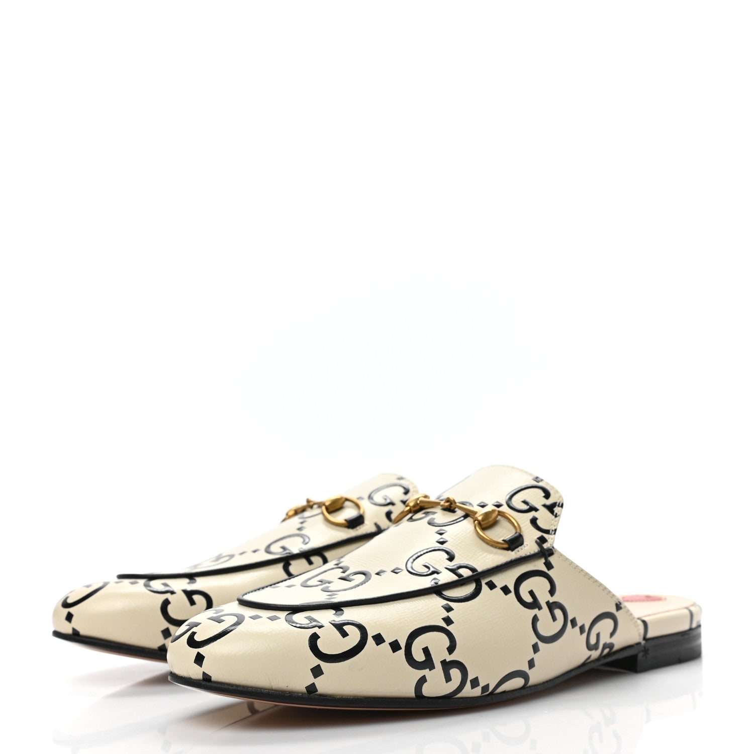 Gucci Azalea Calfskin GG Monogram Bi-Color Debossed Womens Princetown Slippers 39 White Black 3 of 9