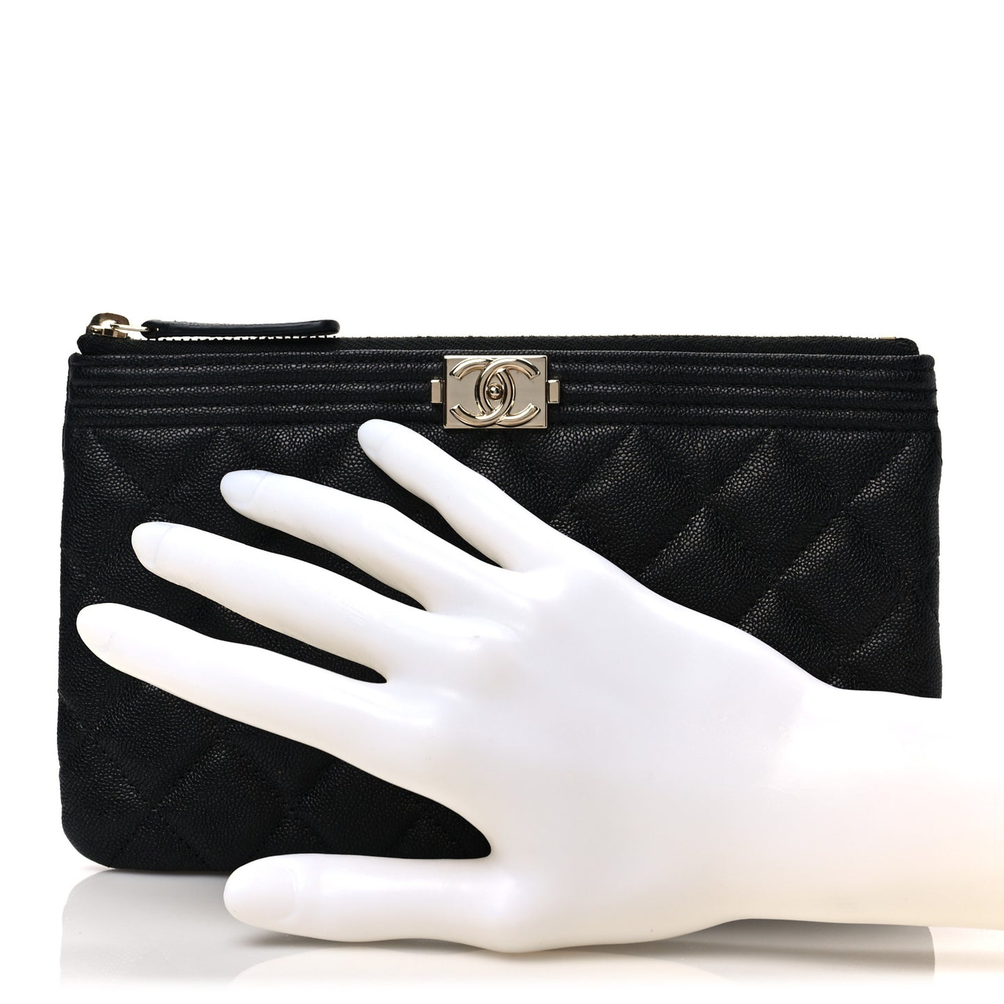 Caviar Quilted Small Boy Cosmetic Case Black