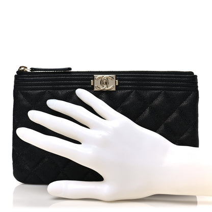 Chanel Caviar Quilted Small Boy Cosmetic Case Black 2 of 6