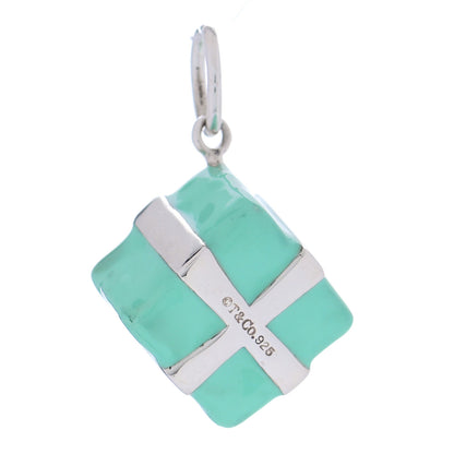 Tiffany Sterling Silver Enamel Gift Box Charm Blue 3 of 6