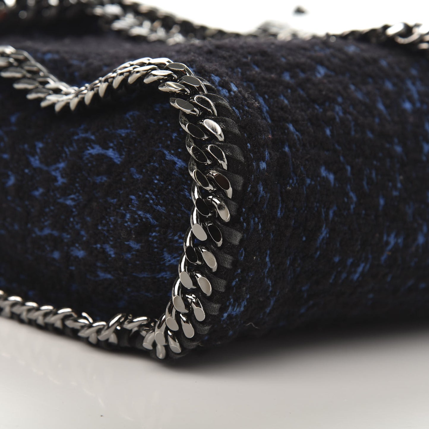 Tweed Small Falabella Fold Over Tote Royal Blue