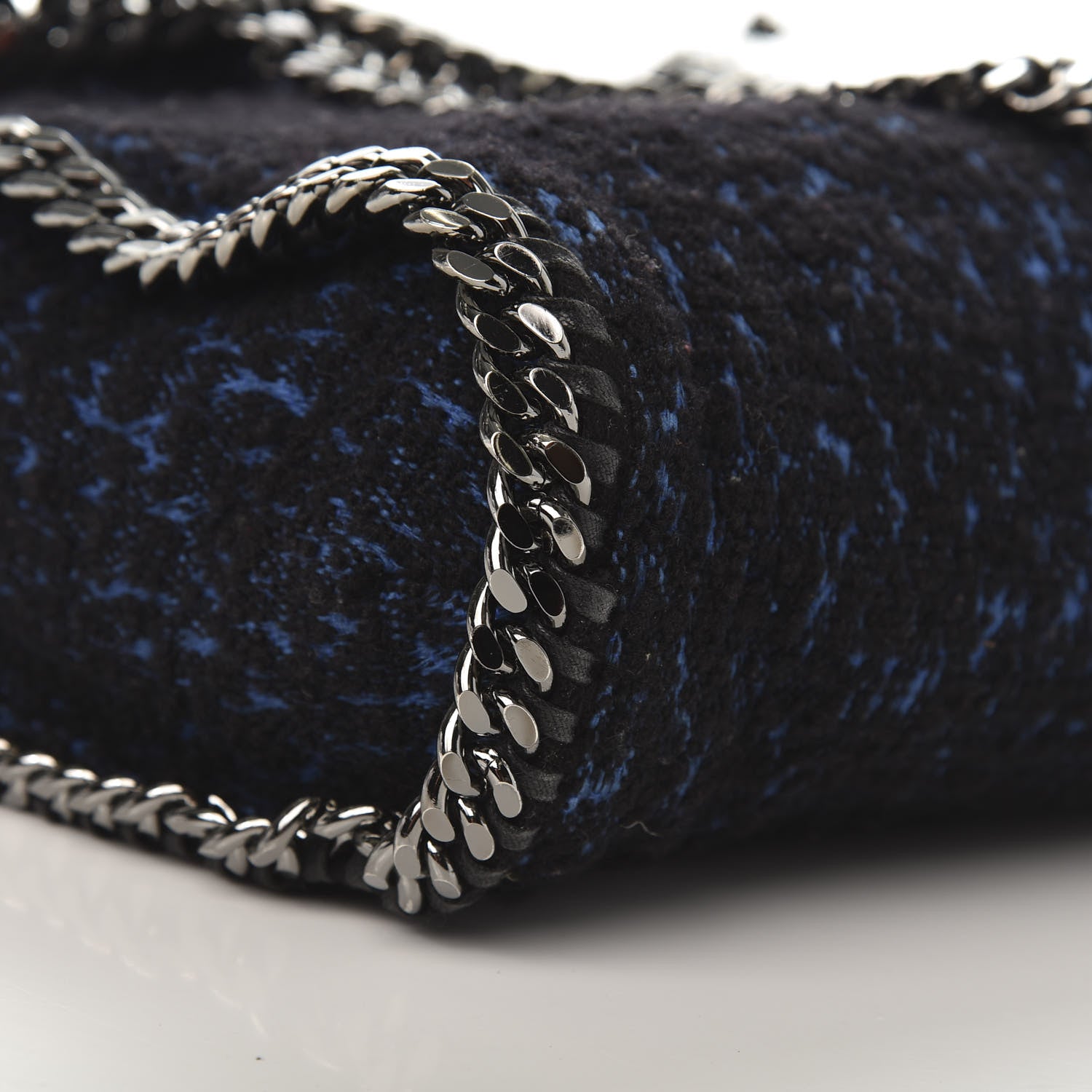 Stella McCartney Tweed Small Falabella Fold Over Tote Royal Blue 7 of 9
