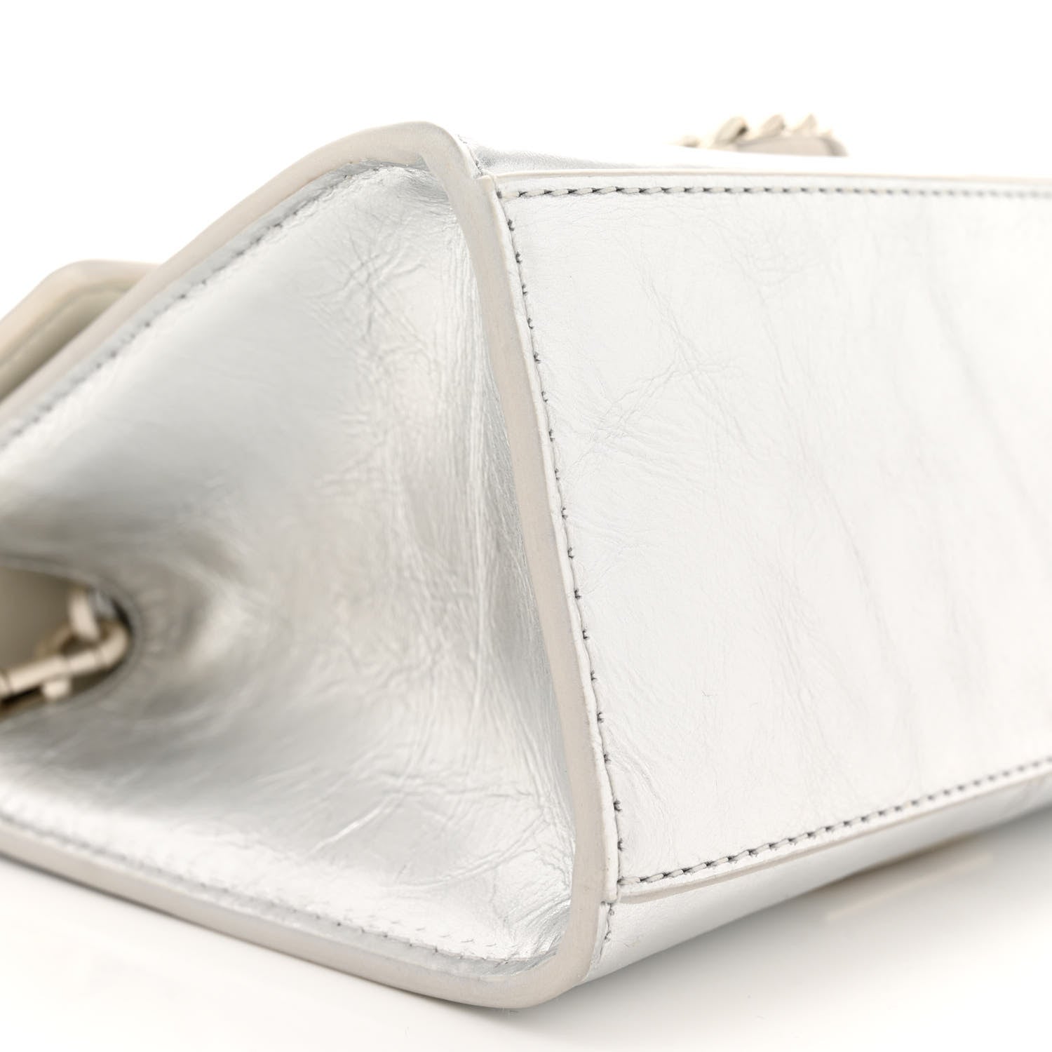 Marc Jacobs Calfskin The Metallic St. Marc Mini Top Handle Bag Silver 9 of 11