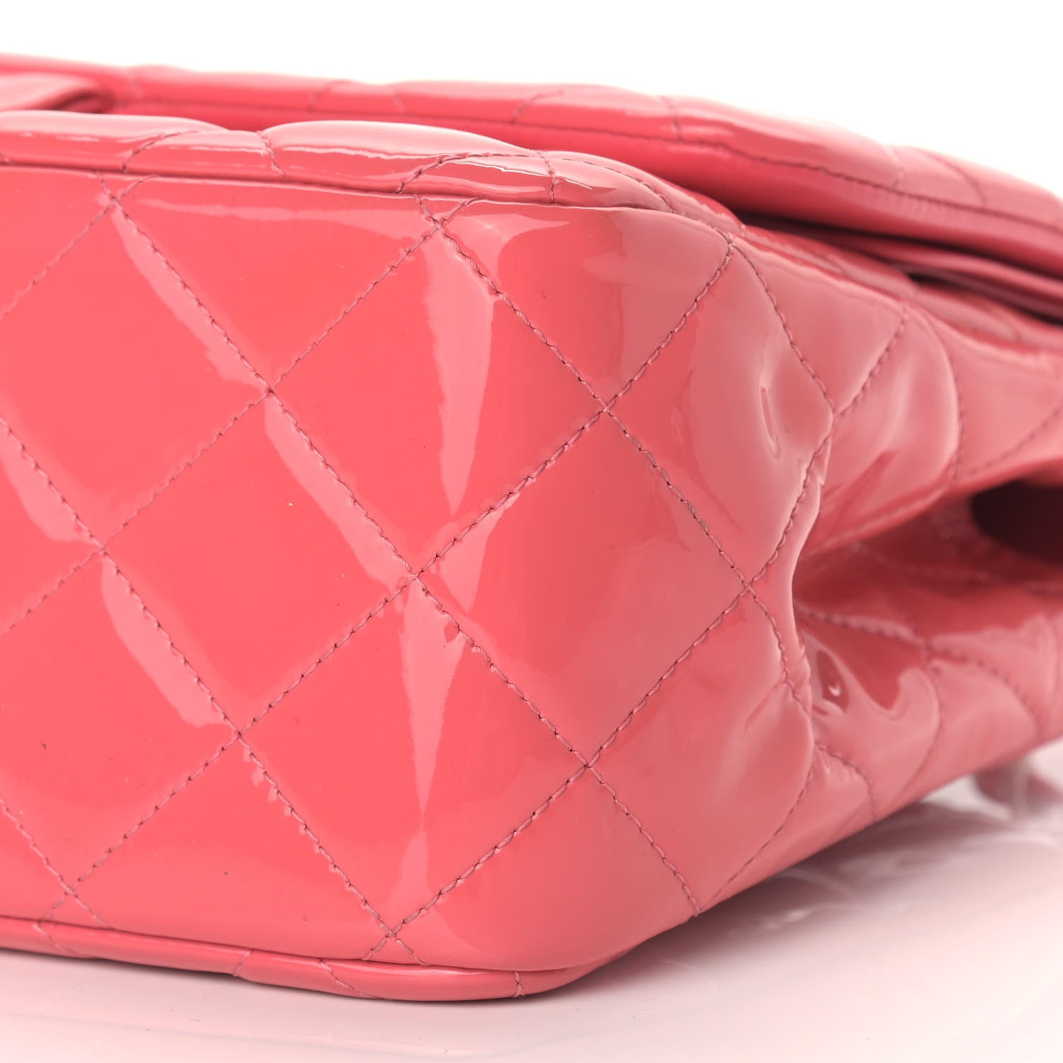 Chanel Patent Quilted Jumbo Double Flap Pink 9 of 14
