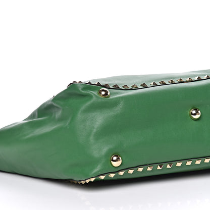 Valentino Garavani Vitello Medium Rockstud Tote Green 9 of 10