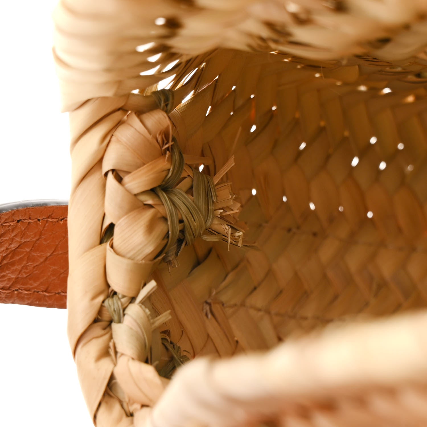 Chloe Raffia Calfskin Marcie Basket Small Marcie Round Crossbody Bag Tan 13 of 15