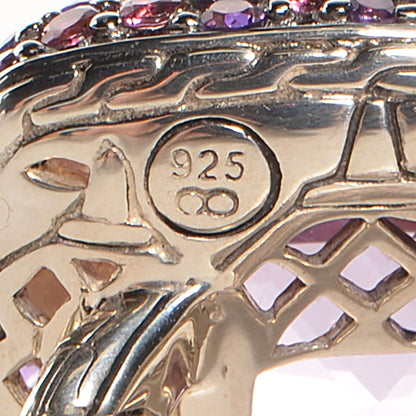 John Hardy Sterling Silver Pink Tourmaline Amethyst Classic Braided Chain Square Ring Size 7 4 of 6