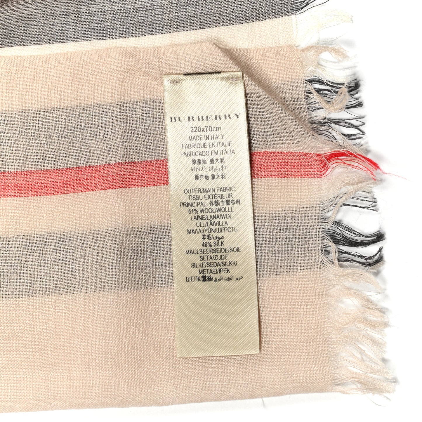 Wool Silk Gauze Giant Check Scarf Trench