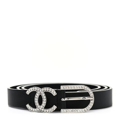 Chanel Calfskin Crystal CC Buckle Belt 85 34 Black 1 of 6