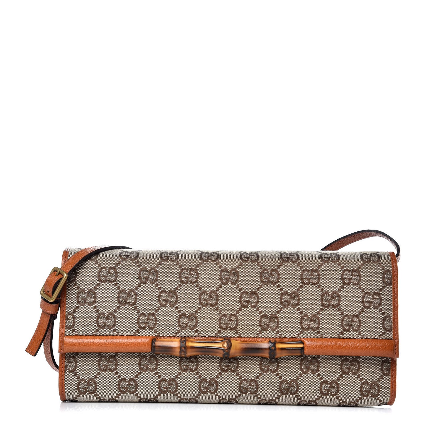 Monogram Bamboo Bar Clutch Brown