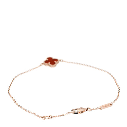 Van Cleef & Arpels 18K Rose Gold Carnelian Sweet Alhambra Bracelet 3 of 6