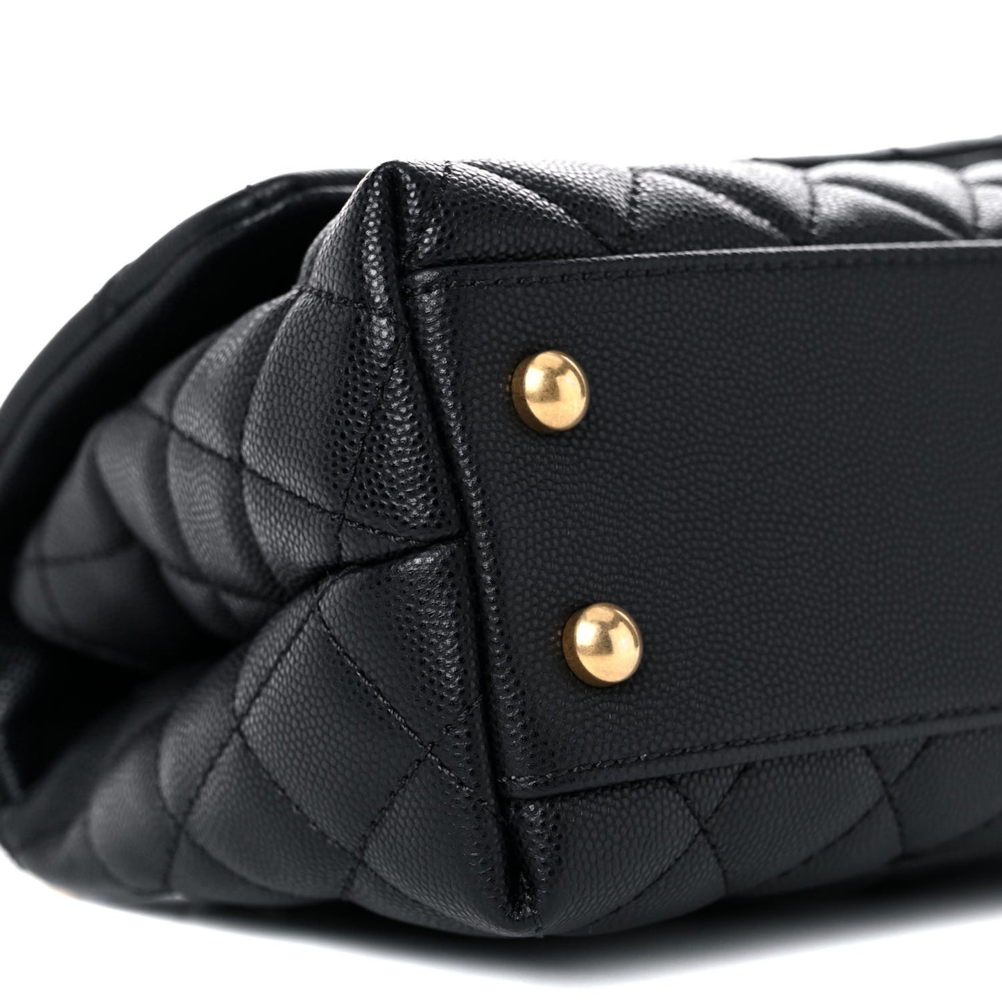 Caviar Lizard Embossed Quilted Mini Coco Handle Flap Black