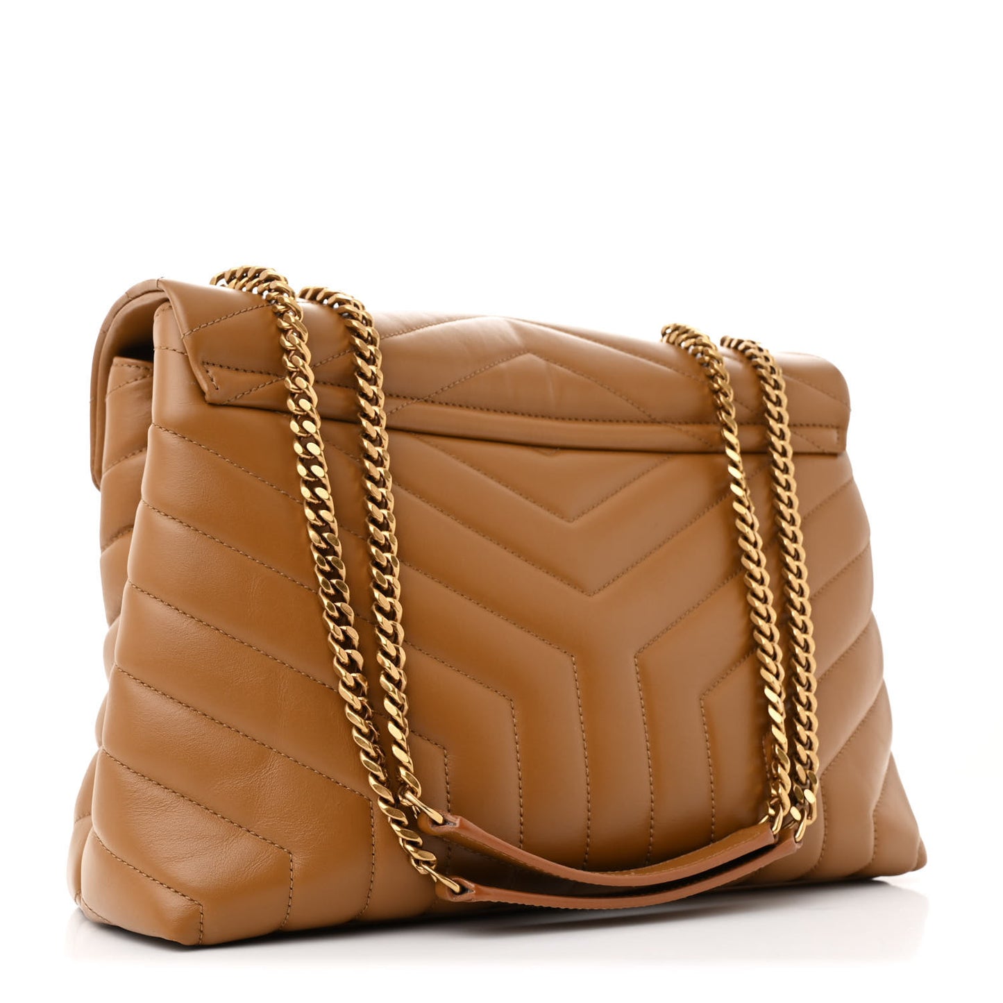 Calfskin Y Quilted Monogram Medium Loulou Chain Satchel Dark Natural