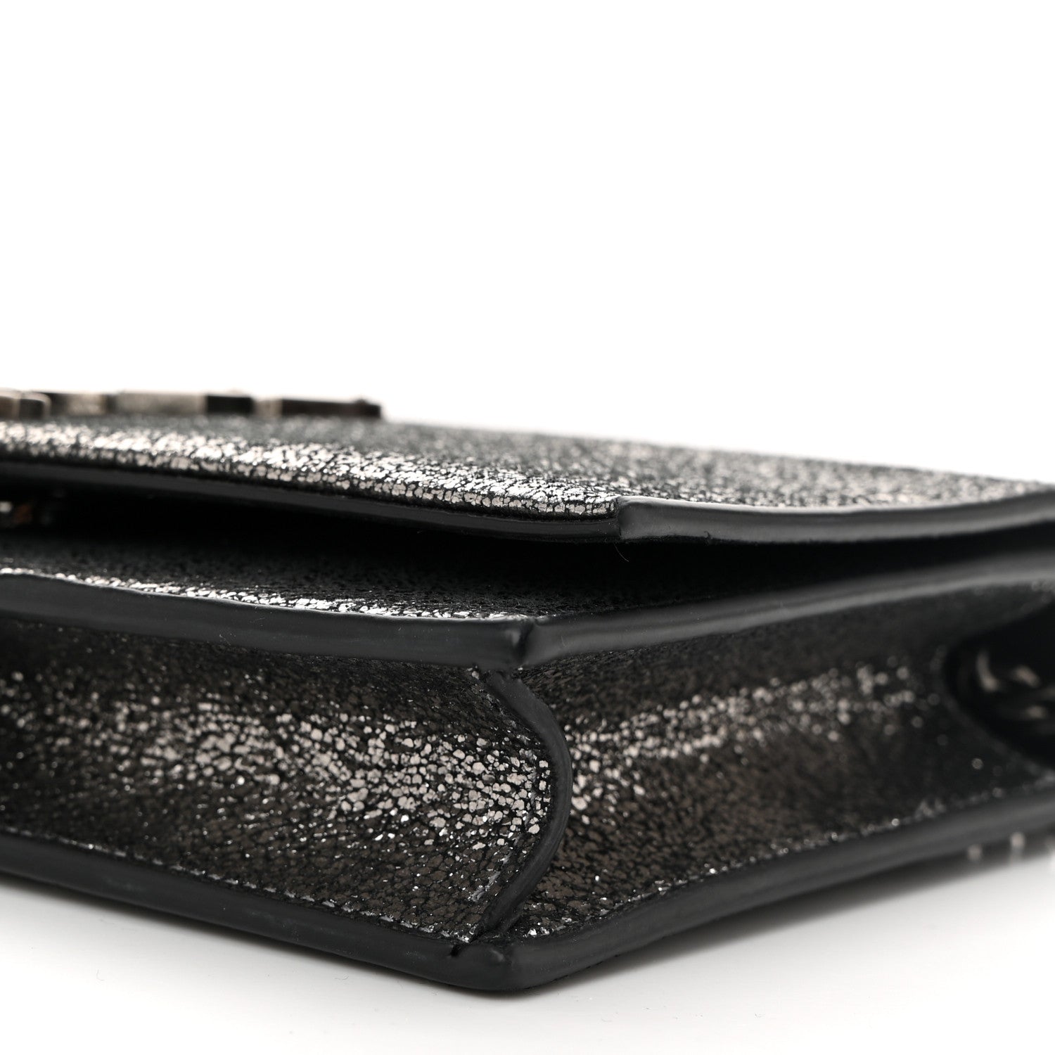 Saint Laurent Metallic Calfskin Classic Monogram Kate Tassel Chain Wallet Gun Metal 10 of 10