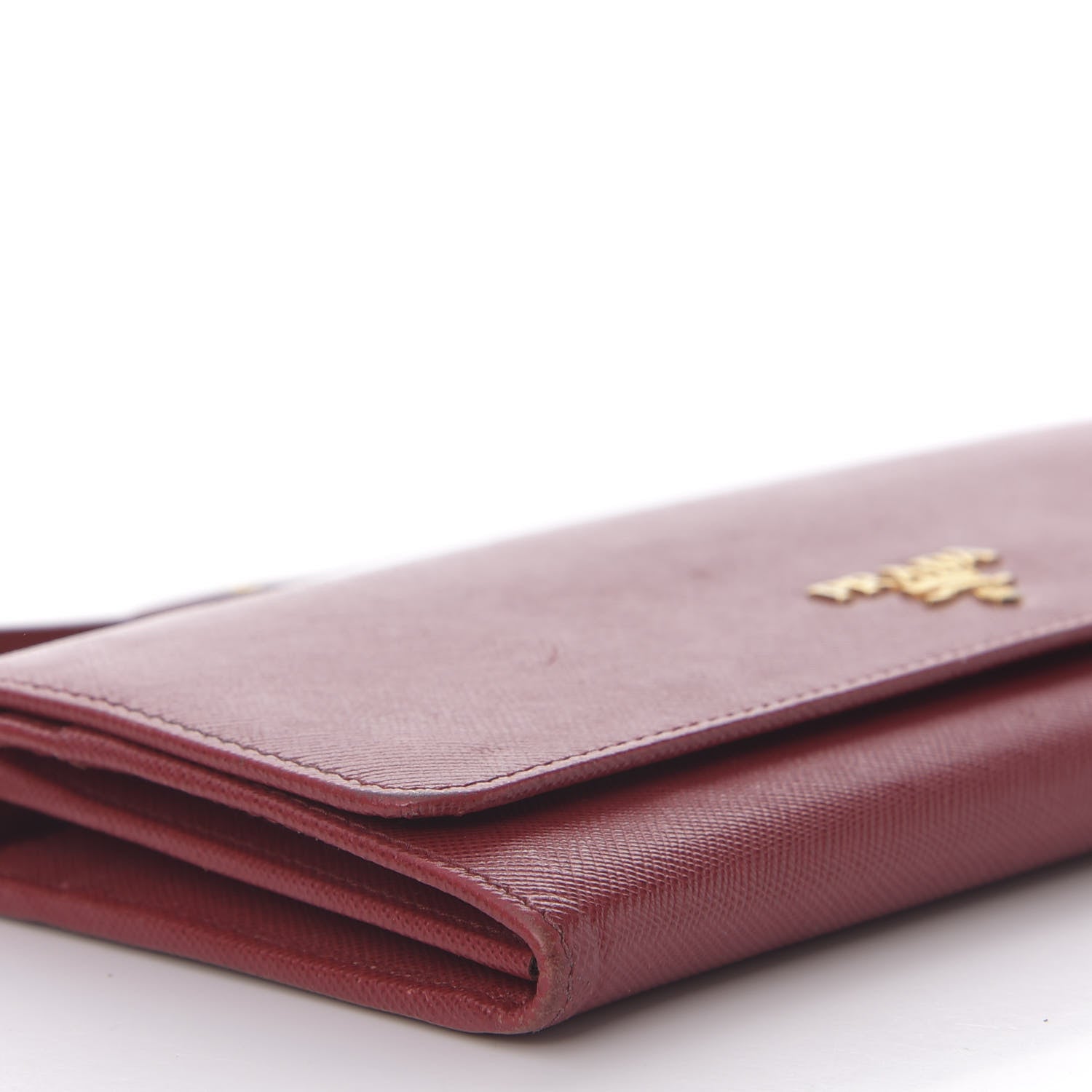 Prada Saffiano Metal Oro Chain Wallet Fuoco 6 of 11