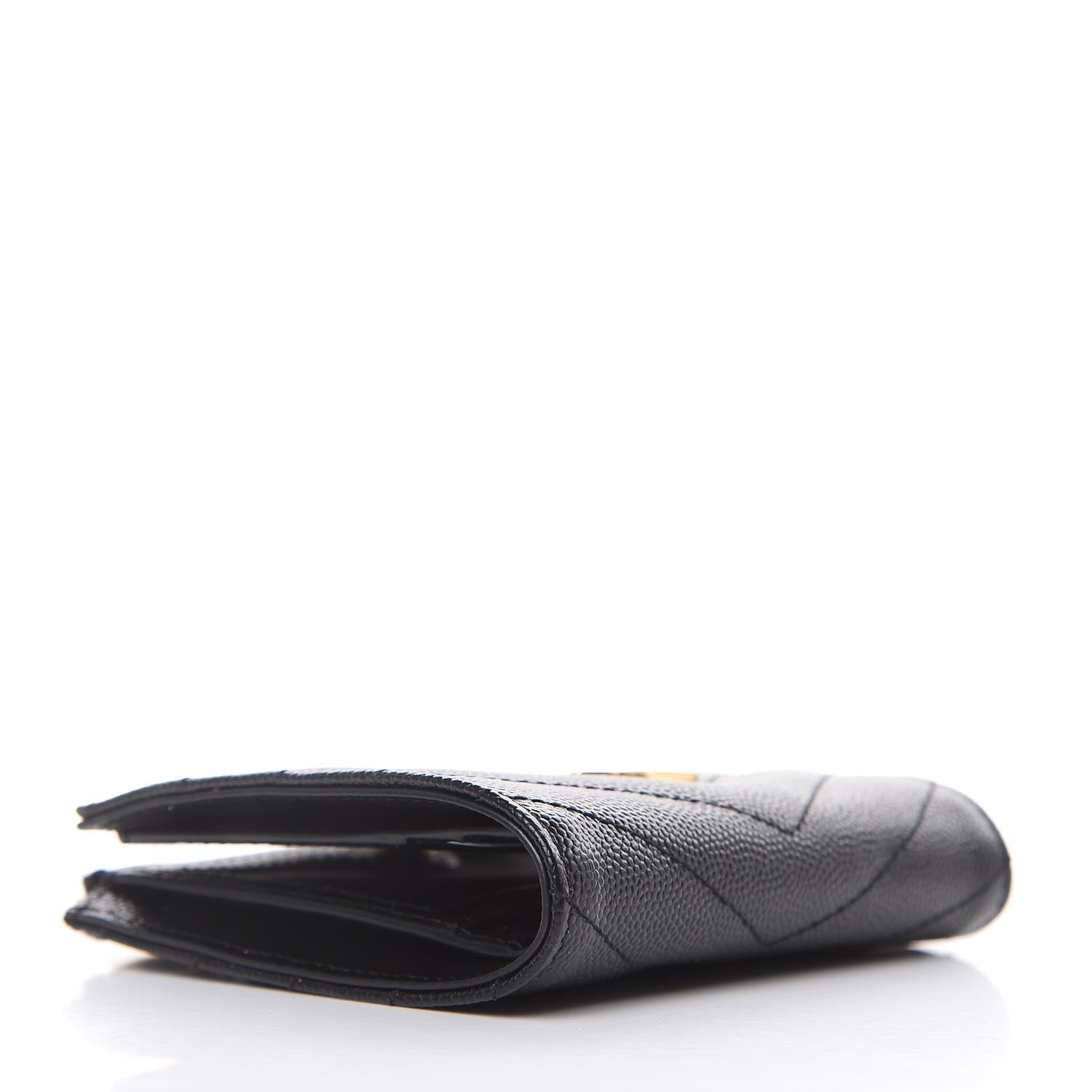 Saint Laurent Grain De Poudre Matelasse Chevron Monogram Zipped Card Case Black 4 of 6