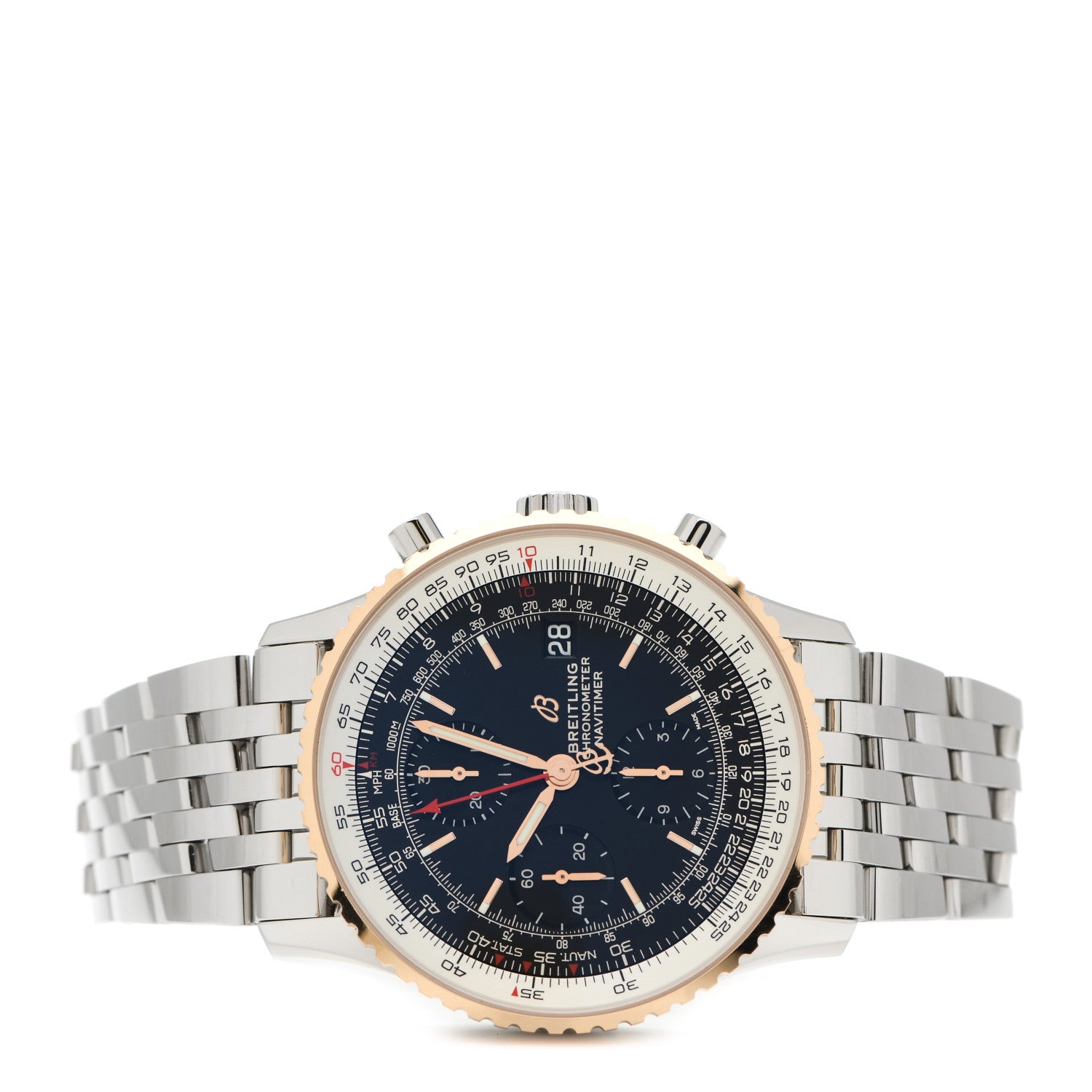 Breitling Stainless Steel 18K Rose Gold 41mm Navitimer Chronograph Automatic Watch Black U13324 2 of 7