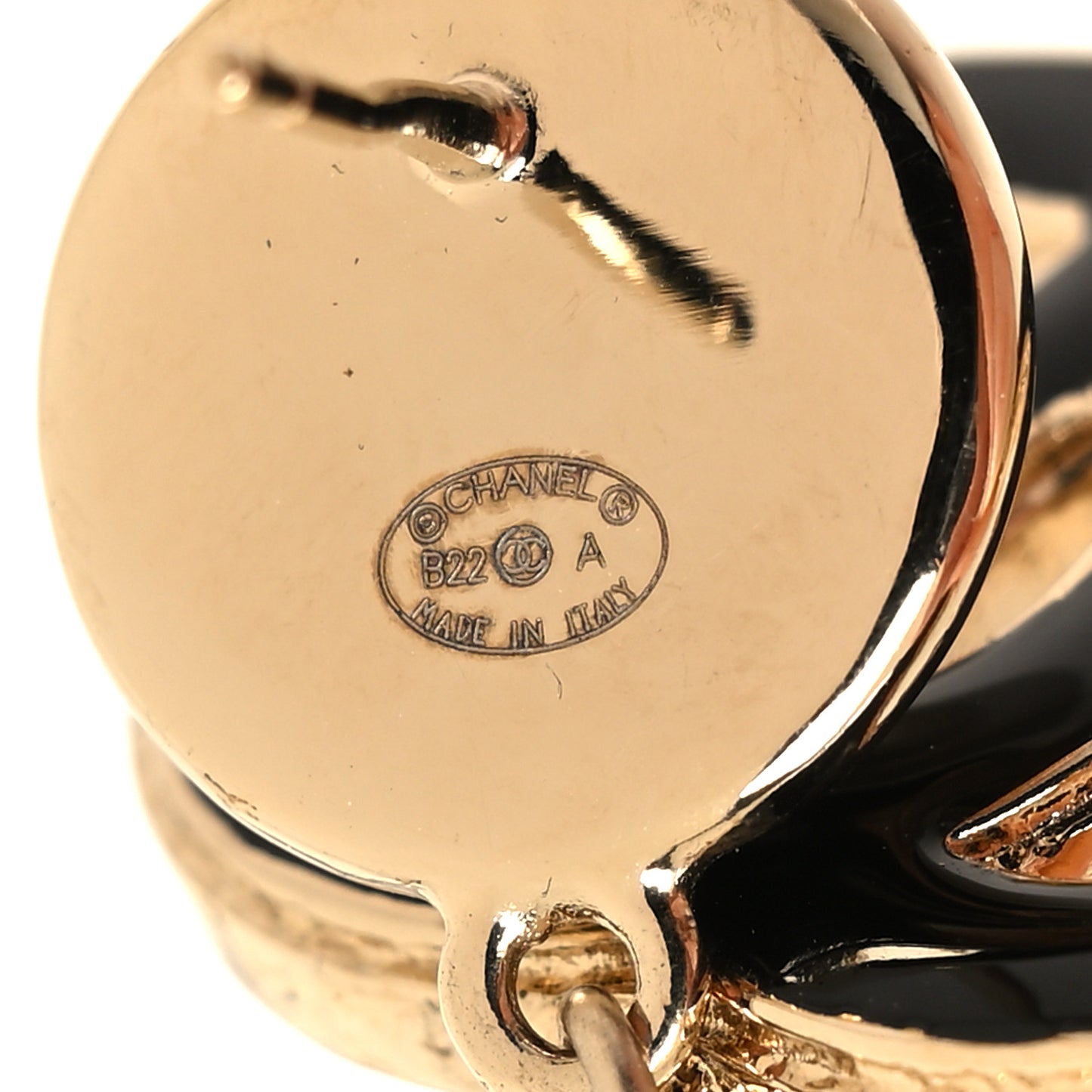 Pearl Enamel CC Drop Earrings Black