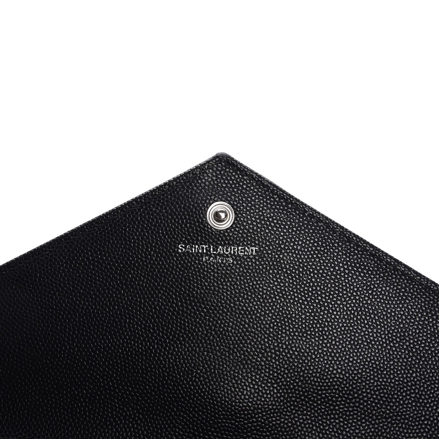 Saint Laurent Grain De Poudre Matelasse Chevron Monogram Chain Wallet Black 6 of 7