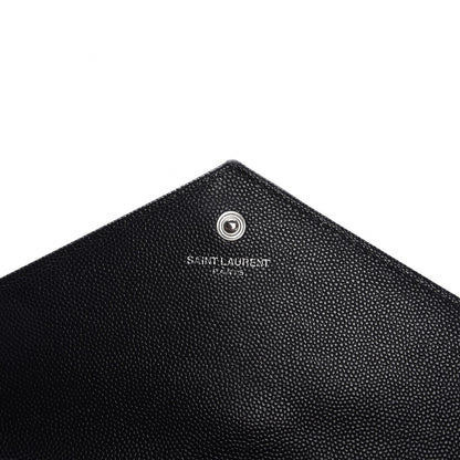 Saint Laurent Grain De Poudre Matelasse Chevron Monogram Chain Wallet Black 6 of 7