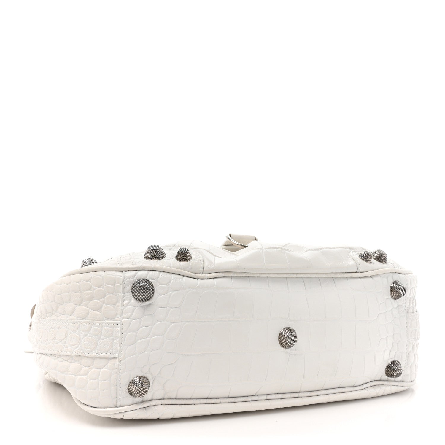 Balenciaga Extra Supple Calfskin Crocodile Embossed Large Le Cagole Shoulder Bag White 4 of 13