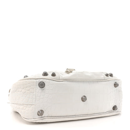 Balenciaga Extra Supple Calfskin Crocodile Embossed Large Le Cagole Shoulder Bag White 4 of 13