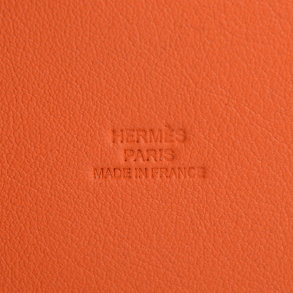 Hermes Taurillon Lisse Vache Velvet Evelyn Pencil Holder Etoupe Potiron 5 of 7