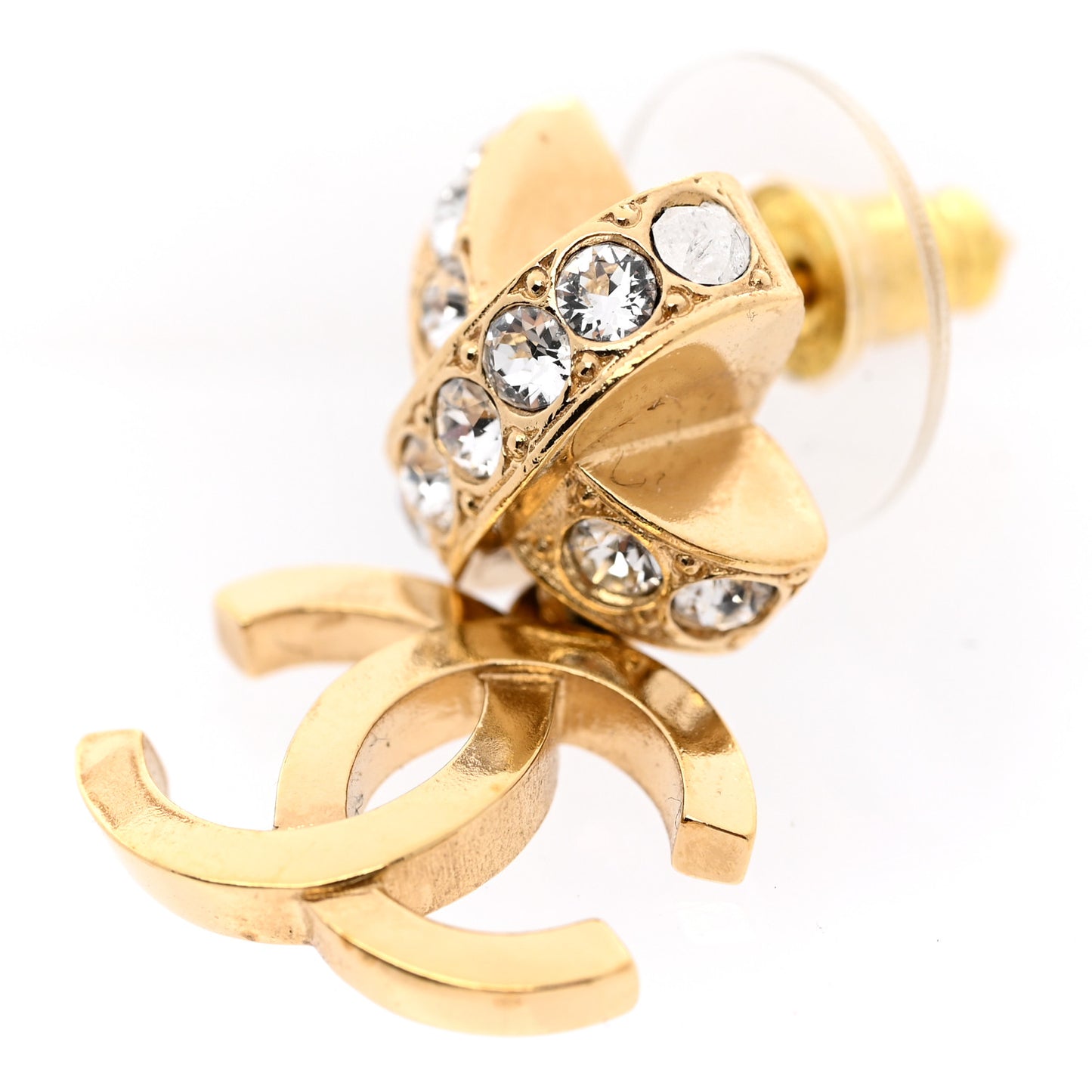 Crystal CC X Drop Earrings Gold