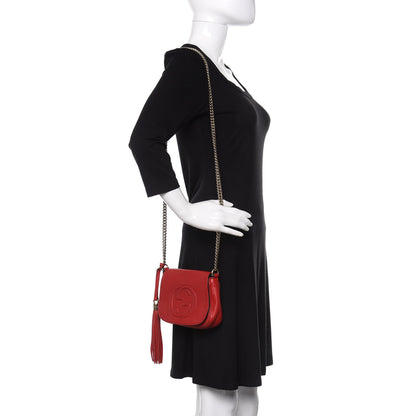Gucci Pebbled Calfskin Small Soho Flap Crossbody Red 2 of 10