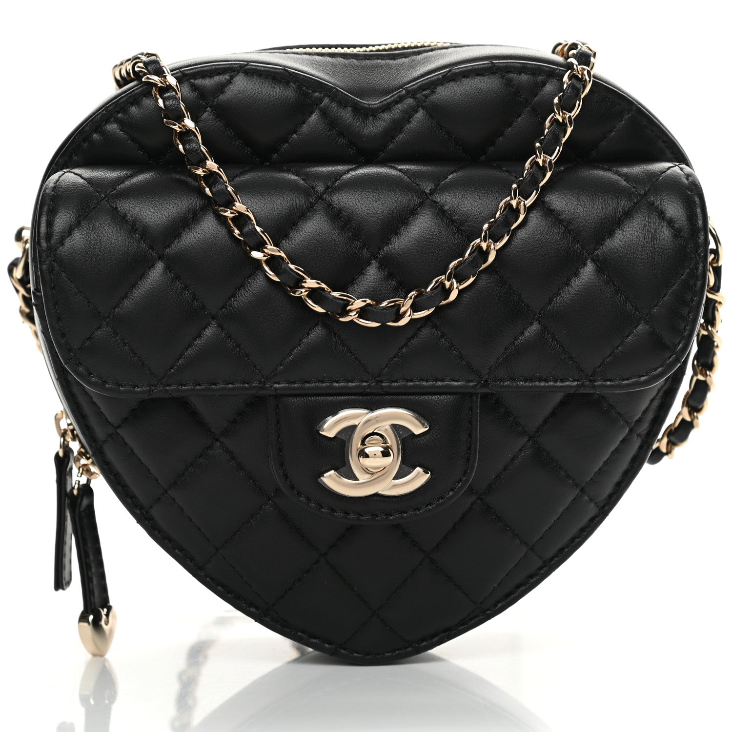 Chanel Lambskin Quilted CC In Love Heart Bag Black 8 of 11