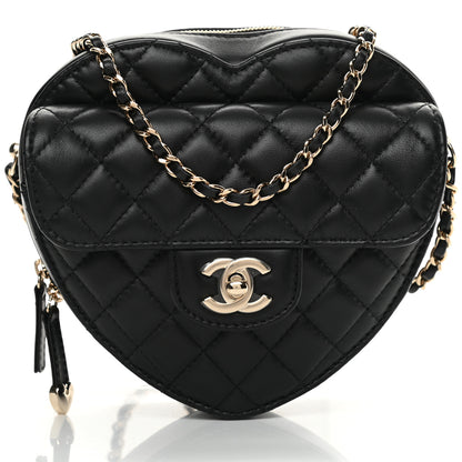 Chanel Lambskin Quilted CC In Love Heart Bag Black 8 of 11