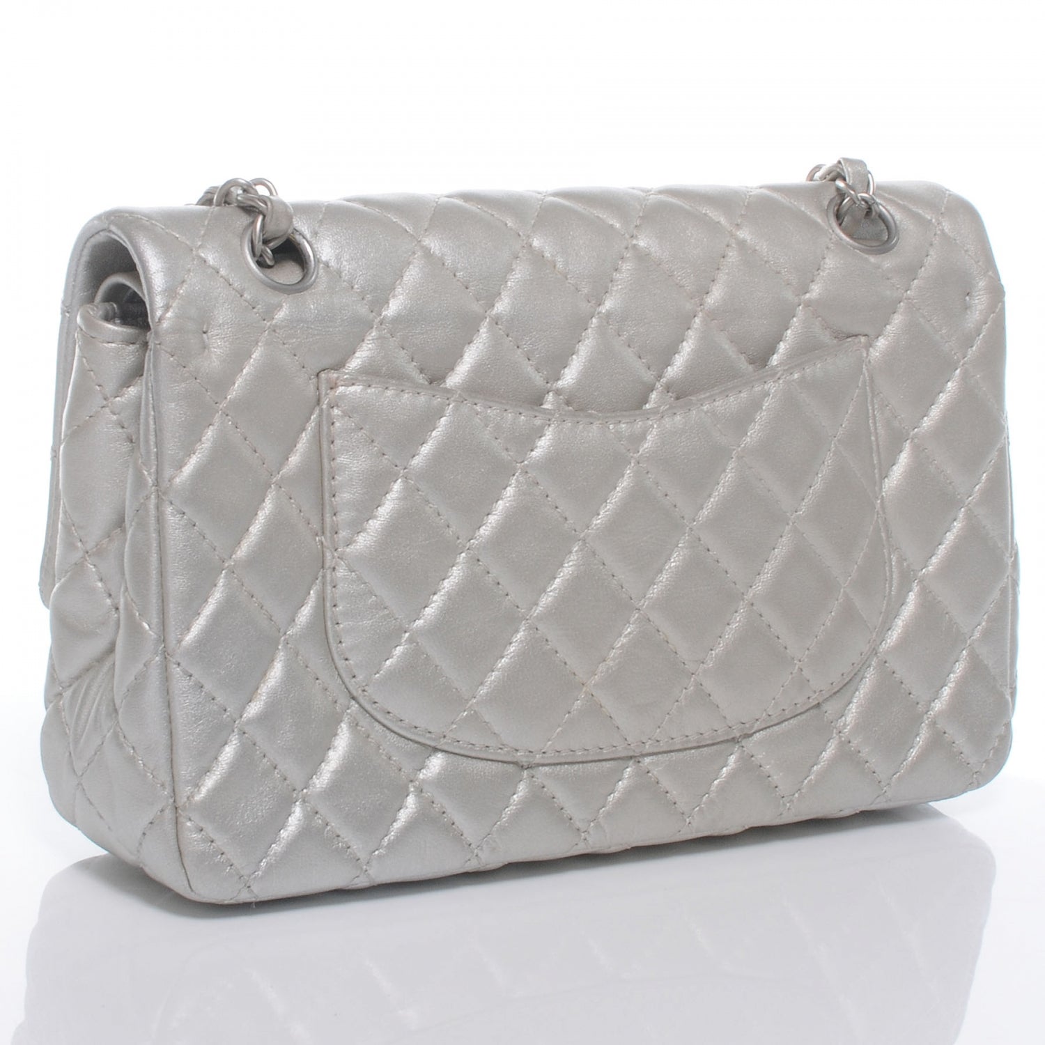 Chanel Lambskin Medium Double Flap Silver 3 of 8