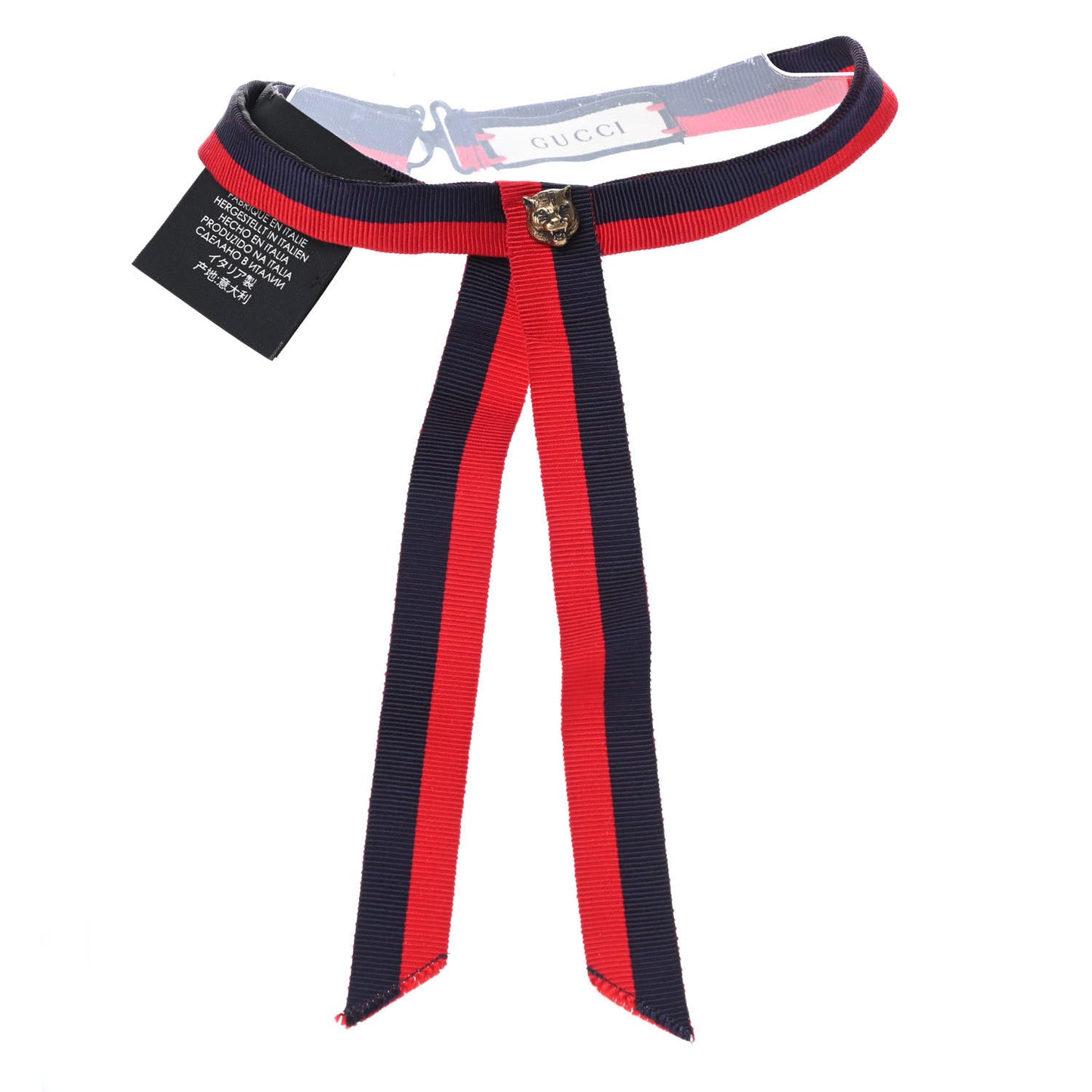 Grosgrain Web Feline Neck Bow Blue Red