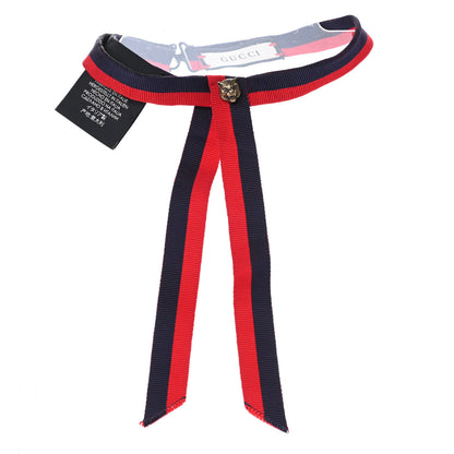 Gucci Grosgrain Web Feline Neck Bow Blue Red 1 of 5
