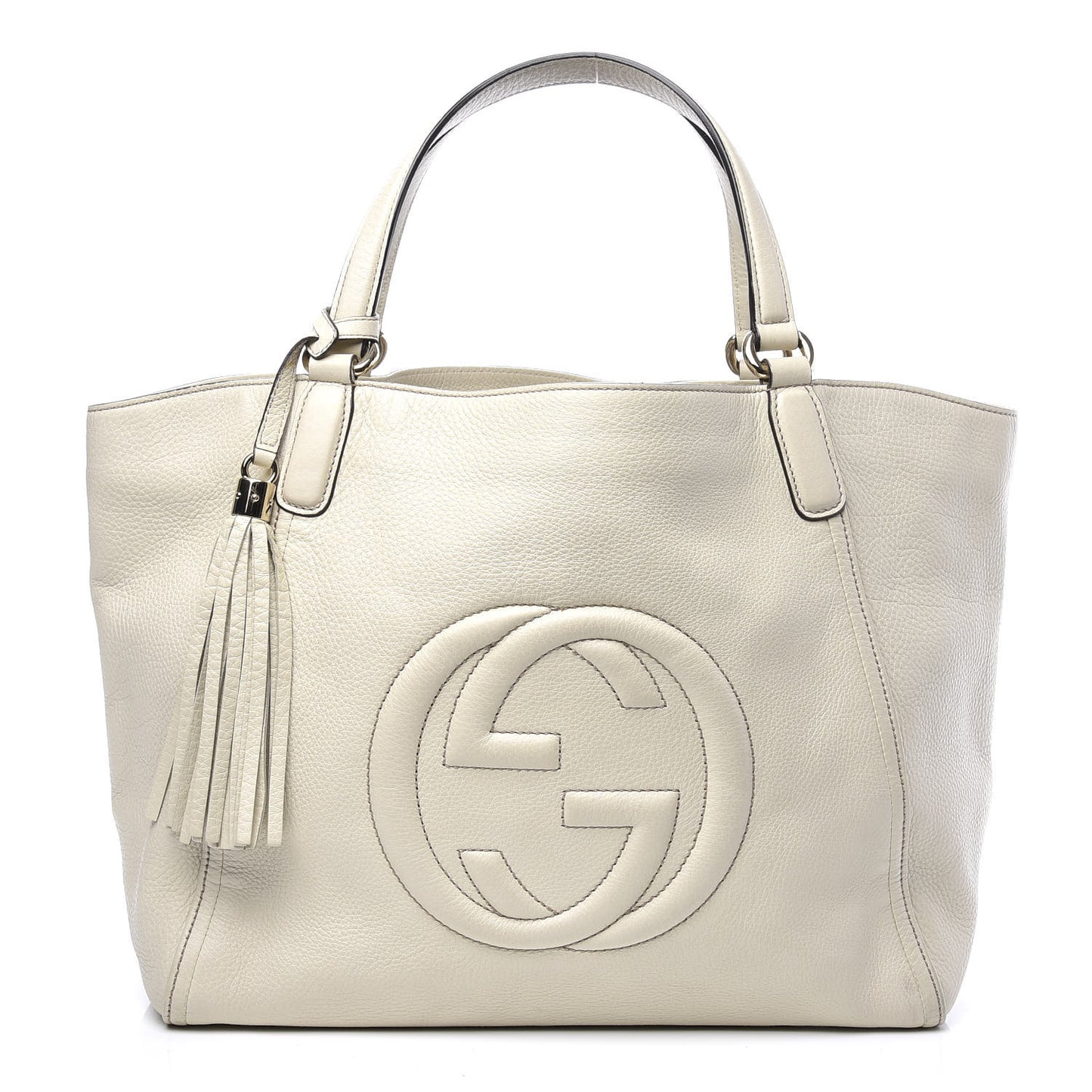 Pebbled Calfskin Medium Soho Shoulder Bag Off White