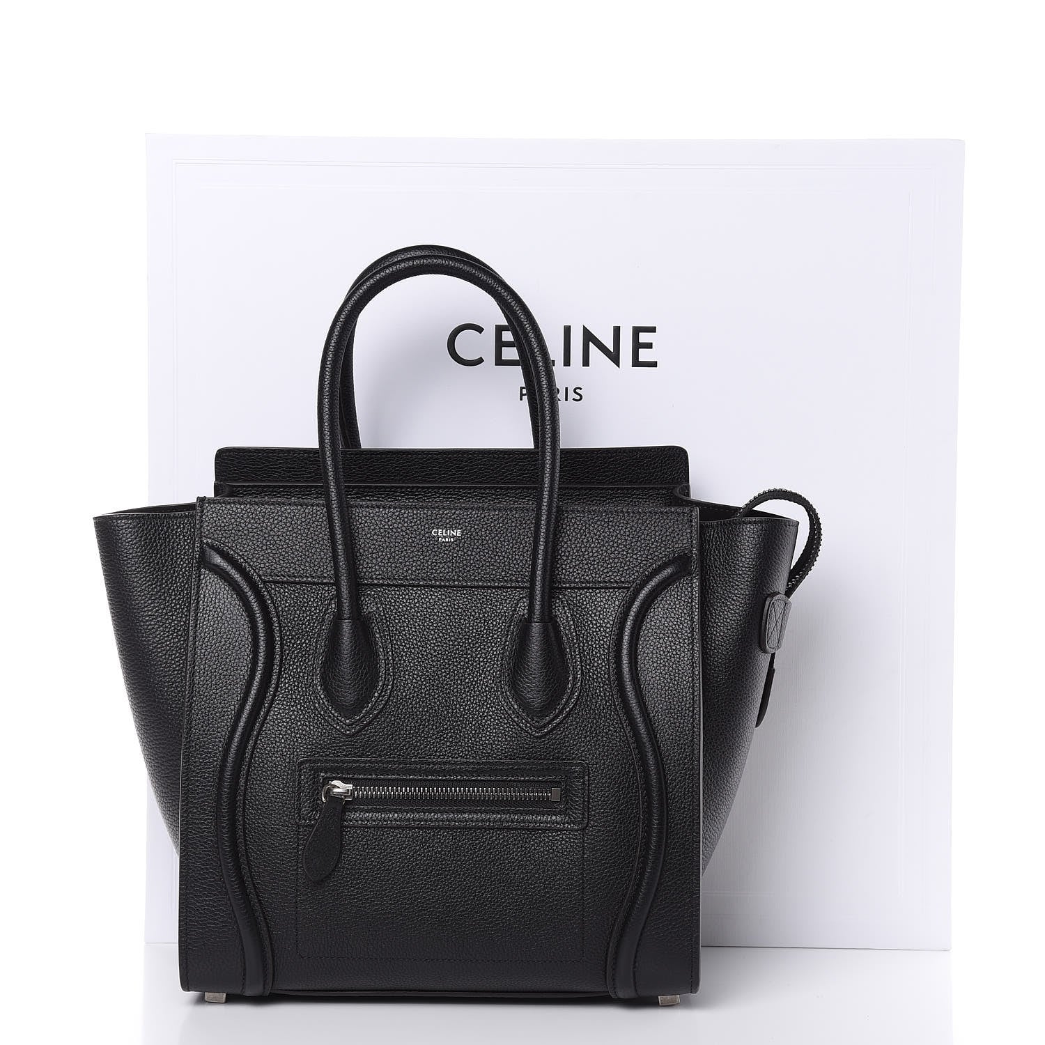 Celine Drummed Calfskin Micro Luggage Black 10 of 10