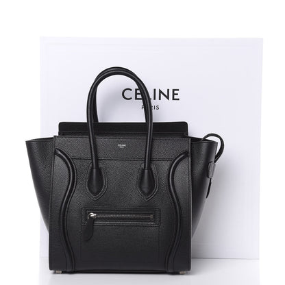 Celine Drummed Calfskin Micro Luggage Black 10 of 10