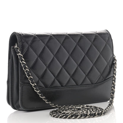 Chanel Aged Calfskin Quilted Gabrielle Wallet On Chain WOC Black 3 of 16