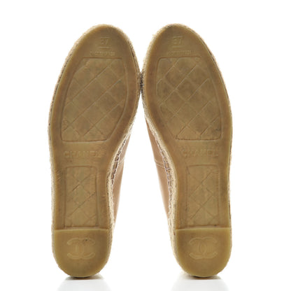 Chanel Lambskin CC Espadrilles 37 Beige Black 5 of 13