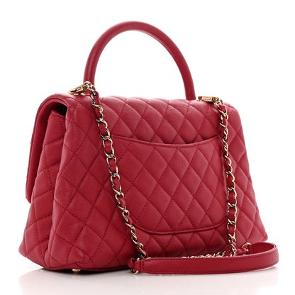 Chanel Caviar Quilted Small Coco Handle Flap Dark Pink 3 of 10