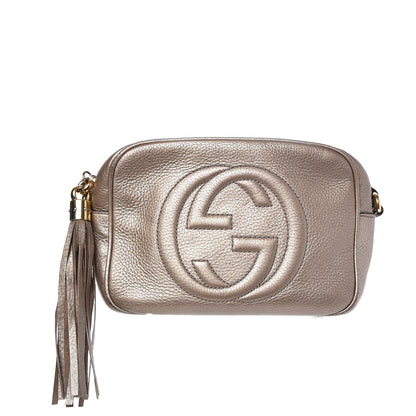 Gucci Metallic Pebbled Calfskin Small Soho Disco Bag Golden Beige 1 of 9